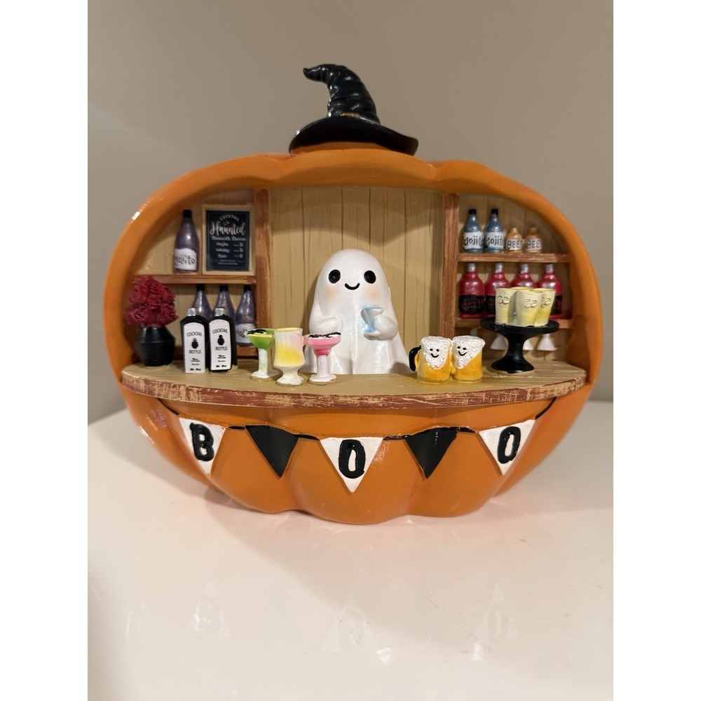 Halloween Ghost Bartender Pumpkin Bar Figurine‎ Witch Hat Decor Boo Bar Viral